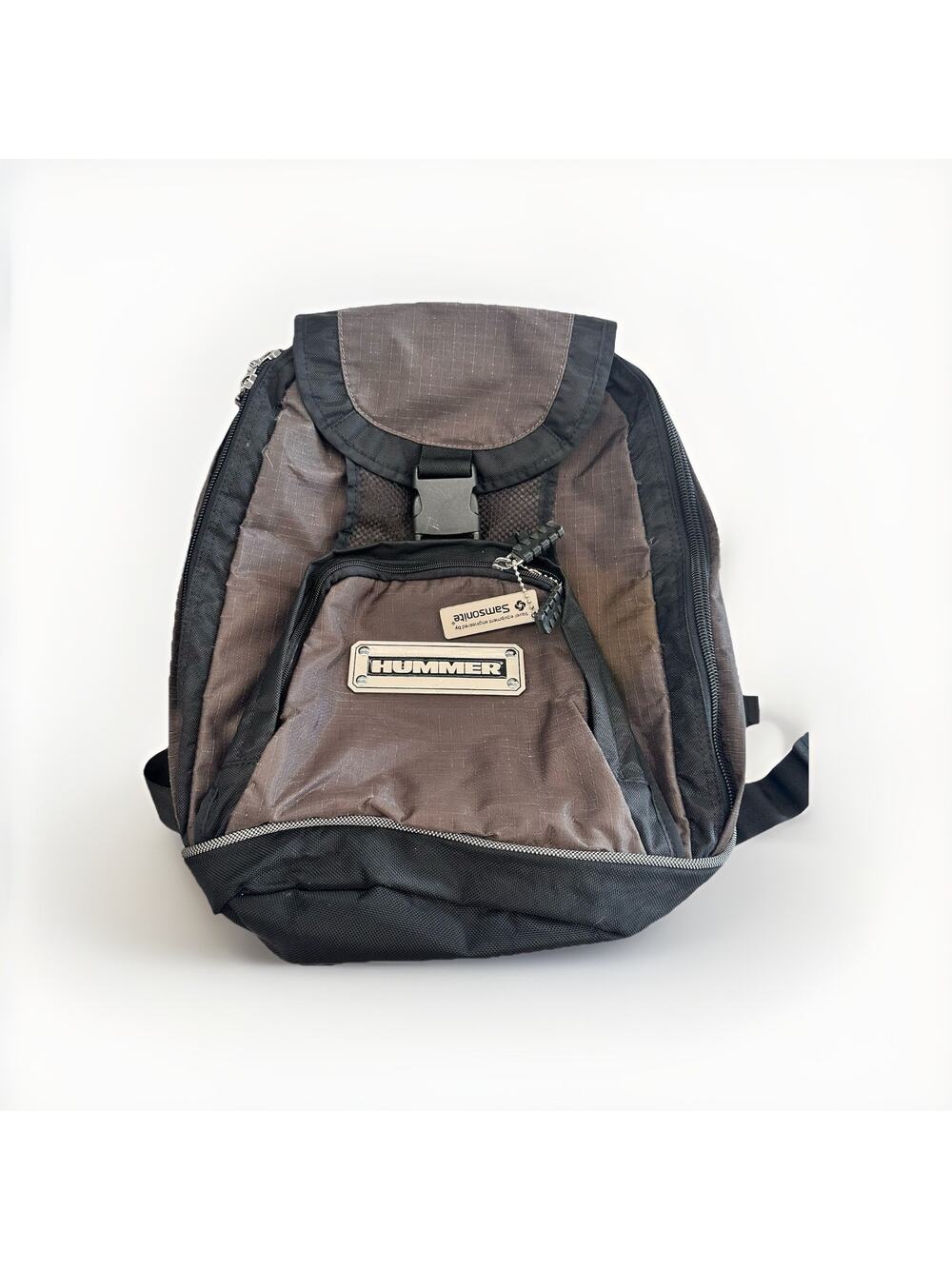 Vtg Samsonite Hummer Series Backpack Charcoal Grey Rugged Y2K Utility GUC Flaws